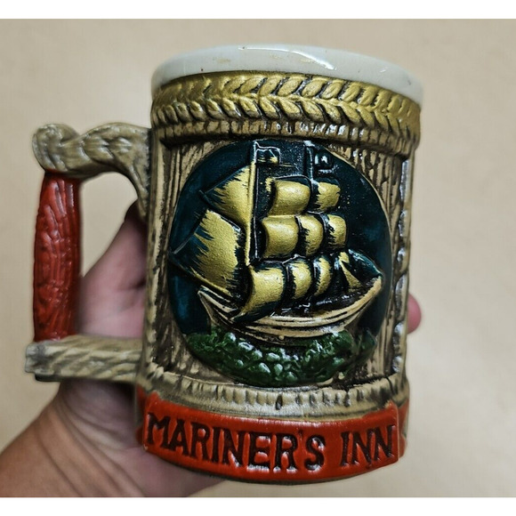Vintage Napcoware Mariner's Inn Beer Ceramic Mug Colonial Nautical Ship - Picture 1 of 8